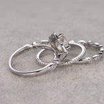 1.0 CT Cushion Floral Style Moissanite Bridal Ring Set 5