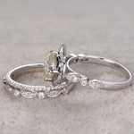 1.0 CT Cushion Floral Style Moissanite Bridal Ring Set 4