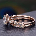 0.75 CT Round Halo Pave Moissanite Bridal Ring Set 4