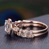 0.75 CT Round Halo Pave Moissanite Bridal Ring Set 4