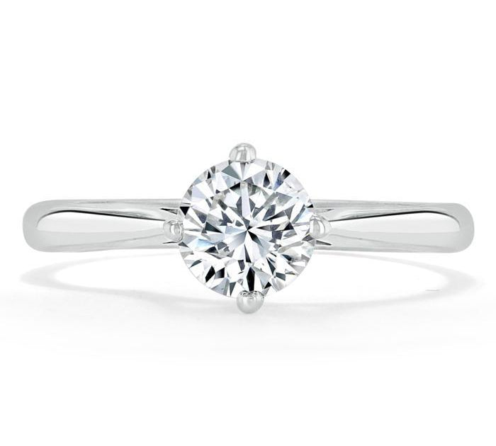 0.75 CT Round Cut Solitaire Moissanite Engagement Ring 1