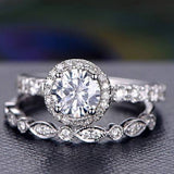 1.0 CT Round Cut Halo Moissanite Bridal Ring Set 1