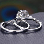 1.5 CT Round Cut Halo Pave Setting Moissanite Bridal Ring Set 2