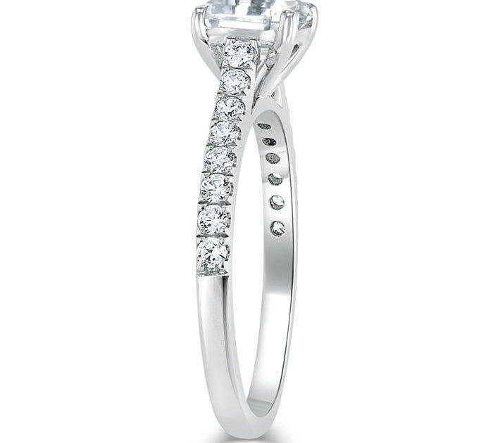 1.0 CT Asscher Cut Solitaire Pave Setting Moissanite Engagement Ring 3