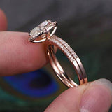 1.0 CT Pear Cut Halo Moissanite Bridal Ring Set 4