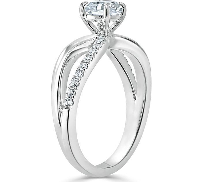 0.75 CT Asscher Cut Solitaire Split Shank Style Moissanite Engagement Ring 3