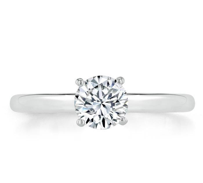 0.75 CT Round Cut Solitaire Moissanite Engagement Ring 1