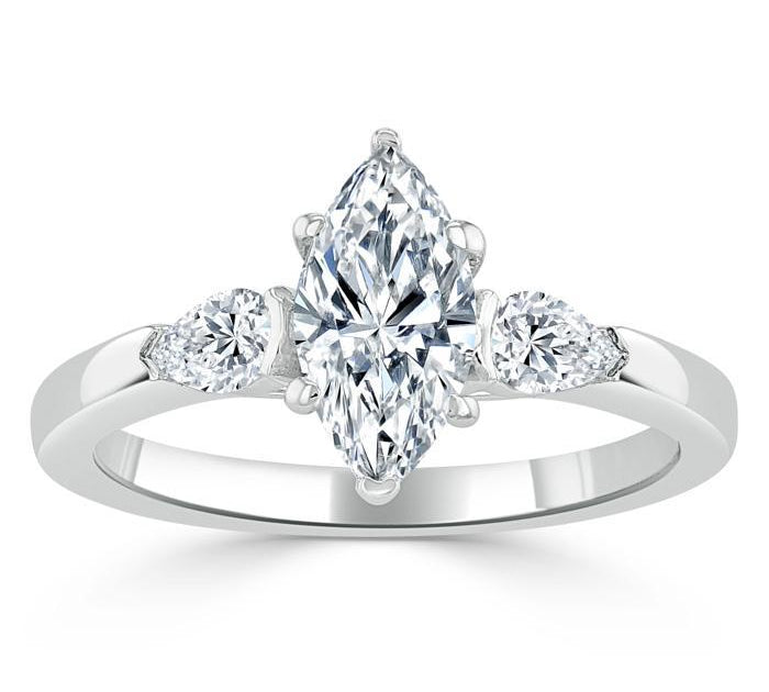 0.75 CT Marquise Cut Three Stone Moissanite Engagement Ring 2