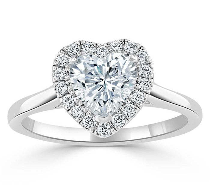 1.0 CT Heart Cut Halo Moissanite Engagement Ring 3