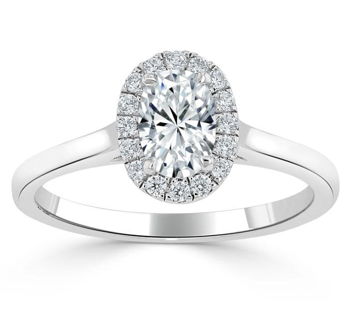 0.75 CT Oval Cut Halo Moissanite Engagement Ring 2