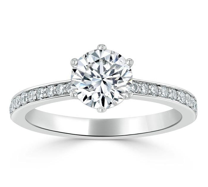 0.75 CT Round Cut Solitaire Moissanite Engagement Ring With Channel Setting 2