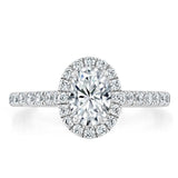 0.94 CT Oval Cut Halo Moissanite Engagement Ring With Pave Setting 1