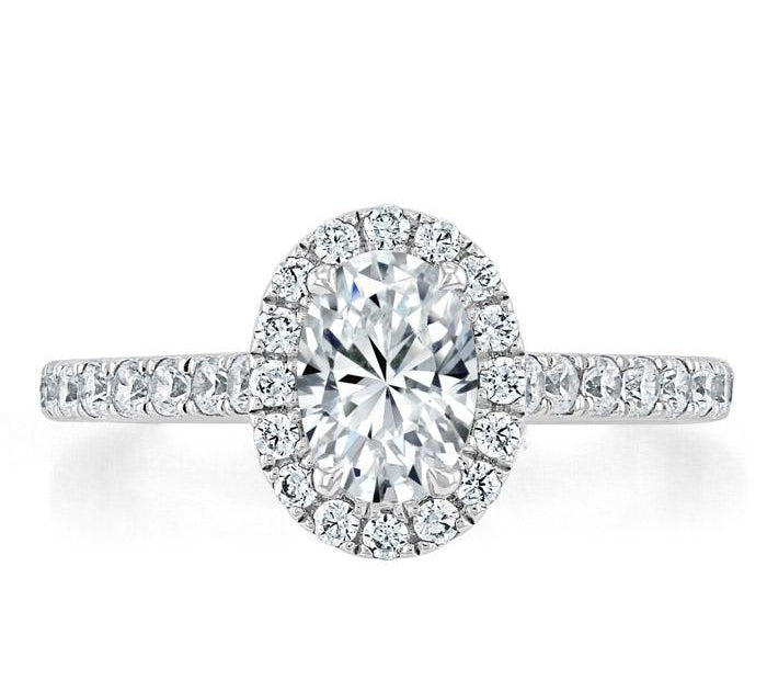 0.94 CT Oval Cut Halo Moissanite Engagement Ring With Pave Setting 1