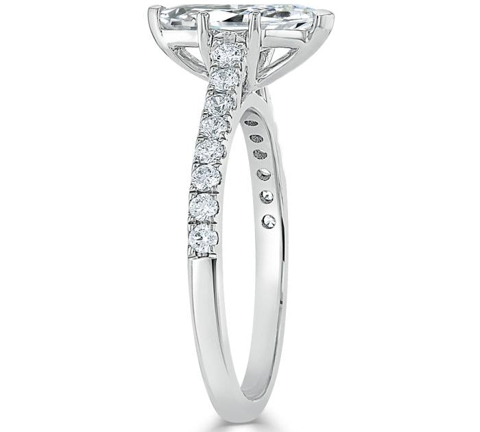 1.0 CT Marquise Cut Solitaire Pave Moissanite Engagement Ring 3