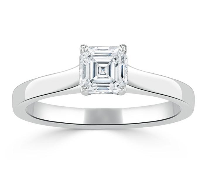 1.0 CT Asscher Cut Solitaire Moissanite Engagement Ring 2