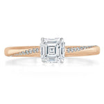0.75 CT Asscher Cut Solitaire Moissanite Engagement Ring 7