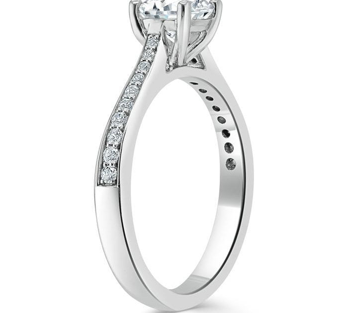 0.75 CT Round Cut Solitaire Moissanite Engagement Ring With Channel Setting 3