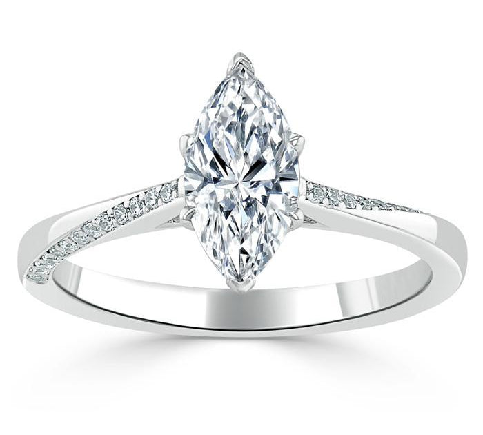 1.0 CT Marquise Cut Solitaire Moissanite Engagement Ring 2