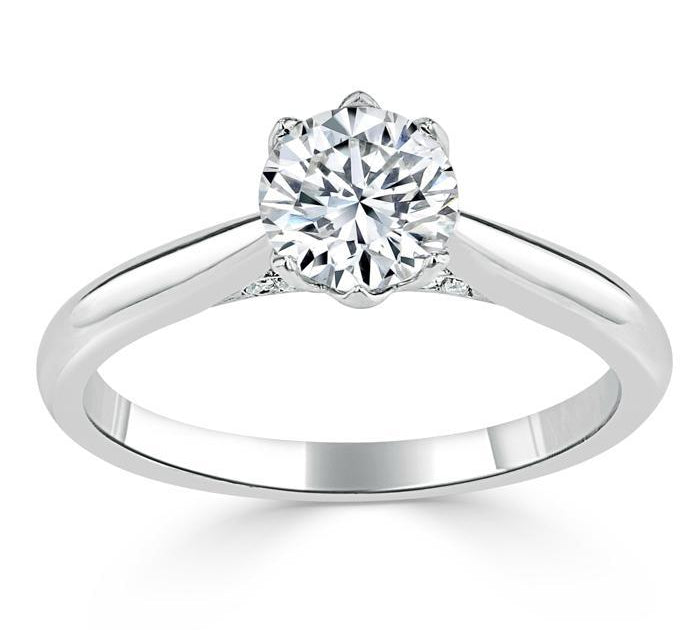 0.75 CT Round Cut Solitaire Moissanite Engagement Ring 2