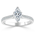1.0 CT Marquise Cut Solitaire Channel Pave Moissanite Engagement Ring 2