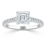 1.0 CT Asscher Cut Solitaire Pave Setting Moissanite Engagement Ring 2