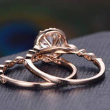 0.75 CT Round Halo Pave Moissanite Bridal Ring Set 5