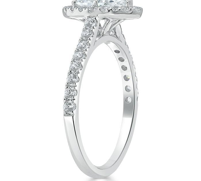 1.0 CT Marquise Cut Halo Moissanite Engagement Ring With Pave Setting 3