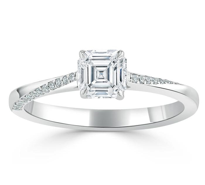 0.75 CT Asscher Cut Solitaire Moissanite Engagement Ring 2