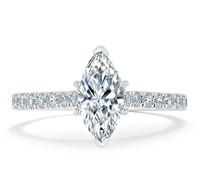 1.0 CT Marquise Cut Solitaire Pave Moissanite Engagement Ring 2