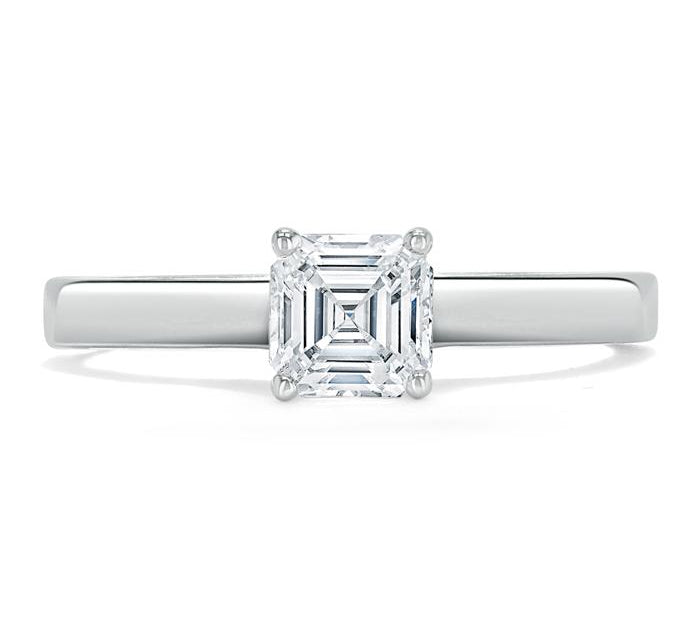 1.0 CT Asscher Cut Solitaire Moissanite Engagement Ring 1