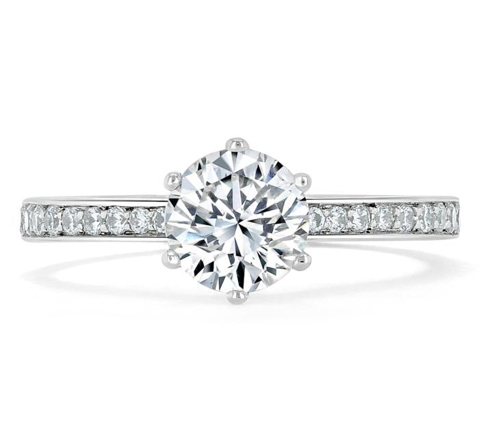 0.75 CT Round Cut Solitaire Moissanite Engagement Ring With Channel Setting 1