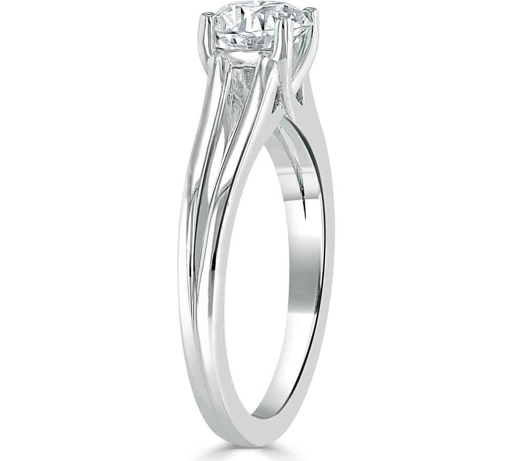 1.0 CT Asscher Cut Solitaire Split Shank Setting Moissanite Engagement Ring 2