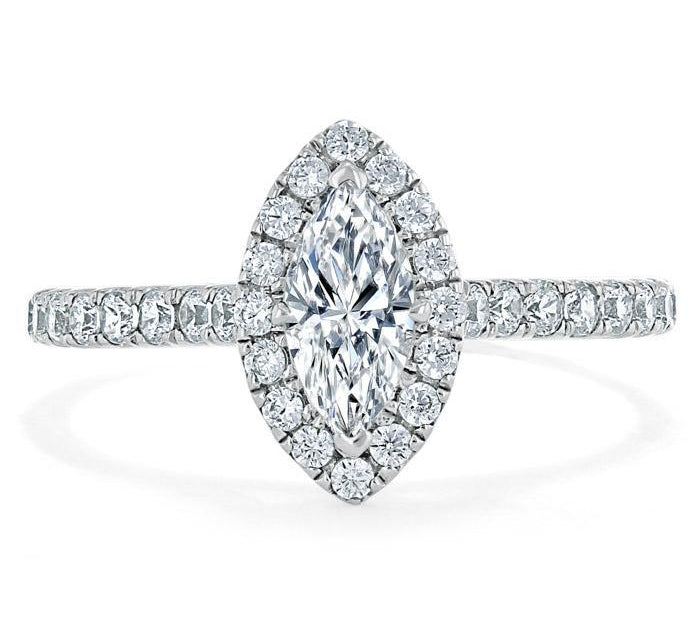1.0 CT Marquise Cut Halo Moissanite Engagement Ring With Pave Setting 1