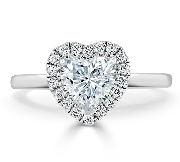 1.0 CT Heart Cut Halo Moissanite Engagement Ring 1
