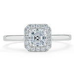 0.75 CT Asscher Cut Halo Moissanite Engagement Ring 1