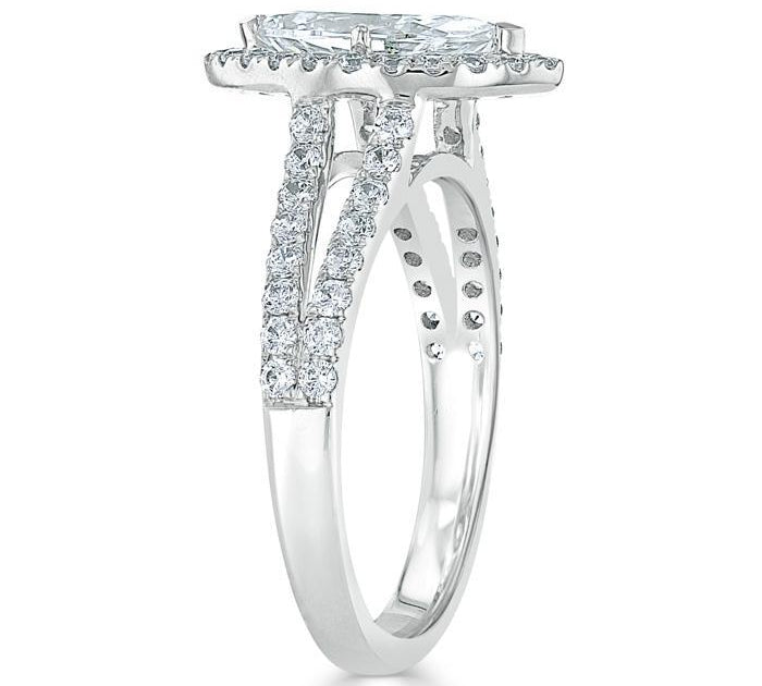 1.0 CT Marquise Cut Halo Split Shank Setting Moissanite engagement Ring 3