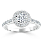 0.75 CT Round Cut Halo Pave Moissanite Engagement Ring 2