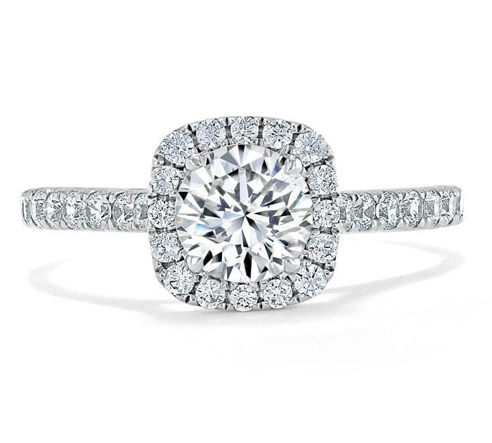 0.75 CT Round Cut Halo Pave Moissanite Engagement Ring 1