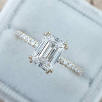 1.55 CT Emerald Solitaire & Pave Setting Moissanite Engagement Ring 2