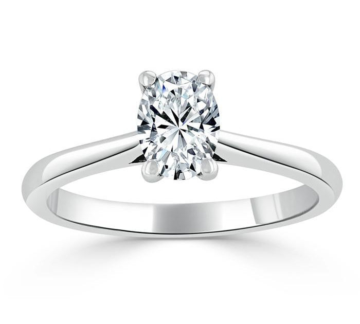 0.75 CT Oval Cut Solitaire Moissanite Engagement Ring 1
