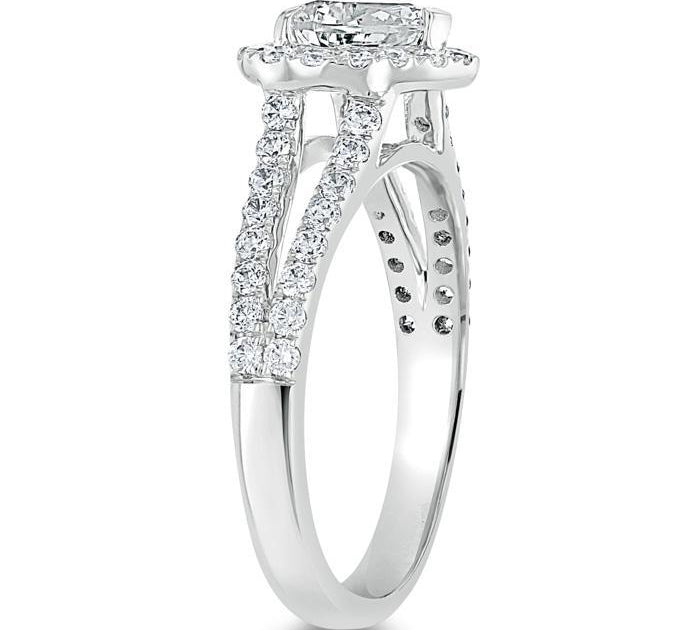 1.0 CT Heart Cut Halo Split Shank Style Moissanite Engagement Ring 3