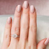 2.5 CT East West Oval Hidden Halo Pave Moissanite Engagement Ring 7