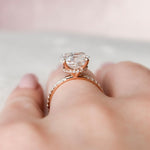 2.5 CT East West Oval Hidden Halo Pave Moissanite Engagement Ring 3