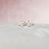 2.5 CT East West Oval Hidden Halo Pave Moissanite Engagement Ring 8