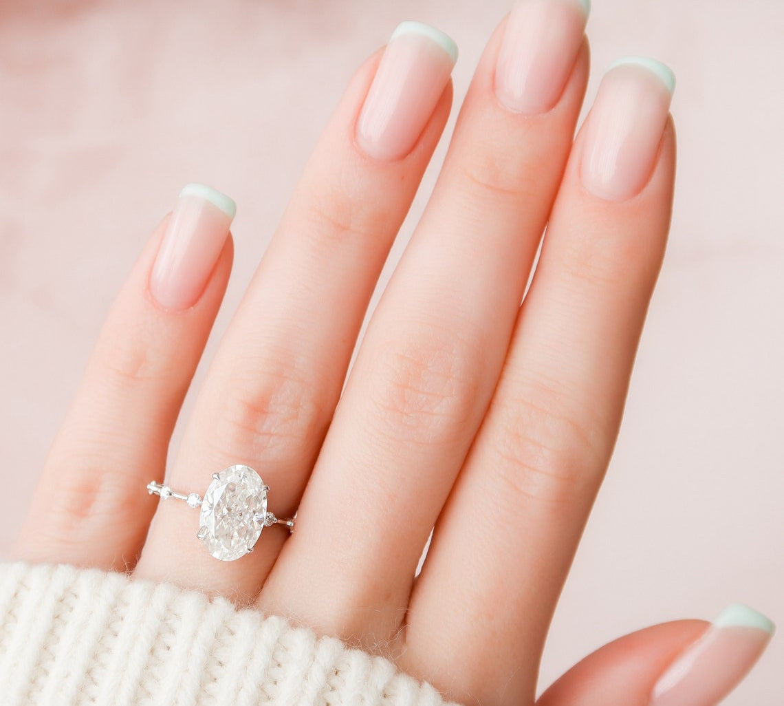 3.5 CT Oval Pave Moissanite Engagement Ring 3