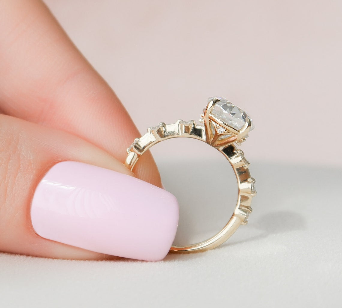 3.5 CT Oval Pave Moissanite Engagement Ring 2