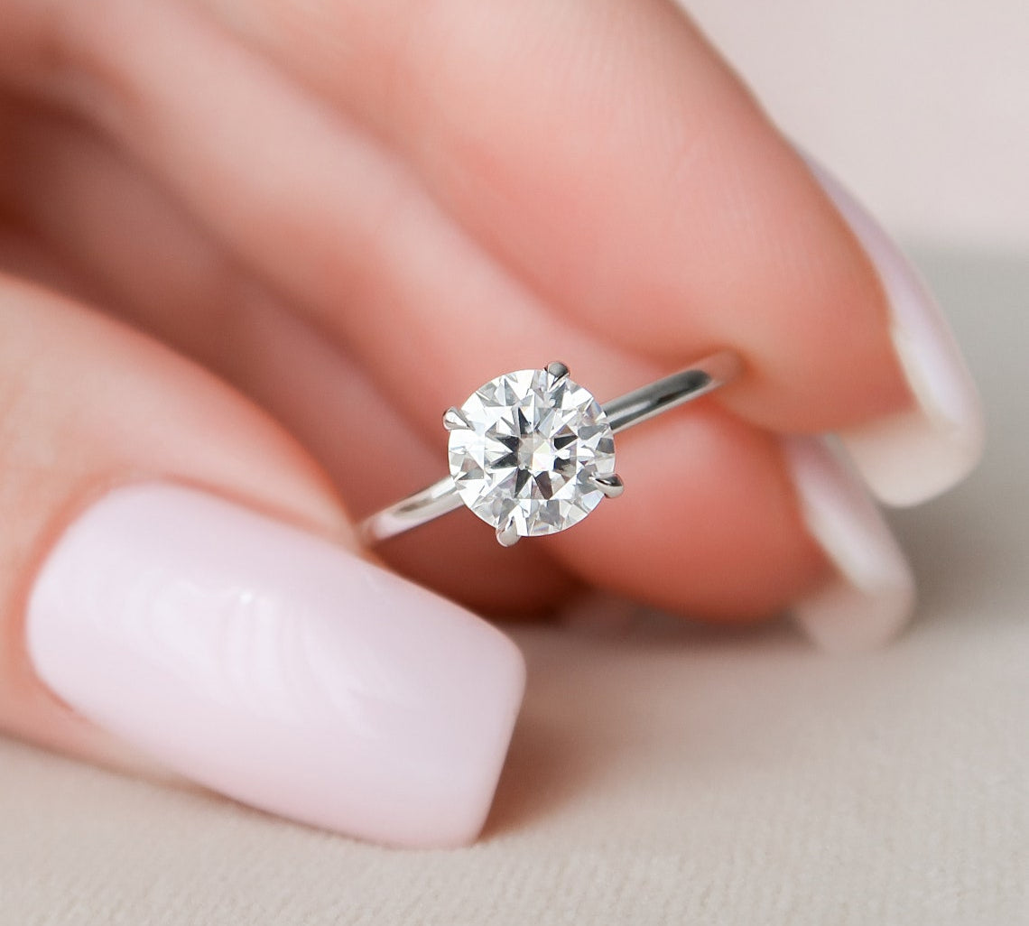 1.0 CT Round Hidden Halo Moissanite Engagement Ring 1