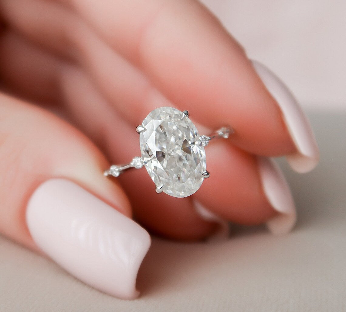 3.5 CT Oval Pave Moissanite Engagement Ring 1