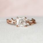 1.0 CT Cushion Solitaire & Twig Setting Moissanite Engagement Ring 6