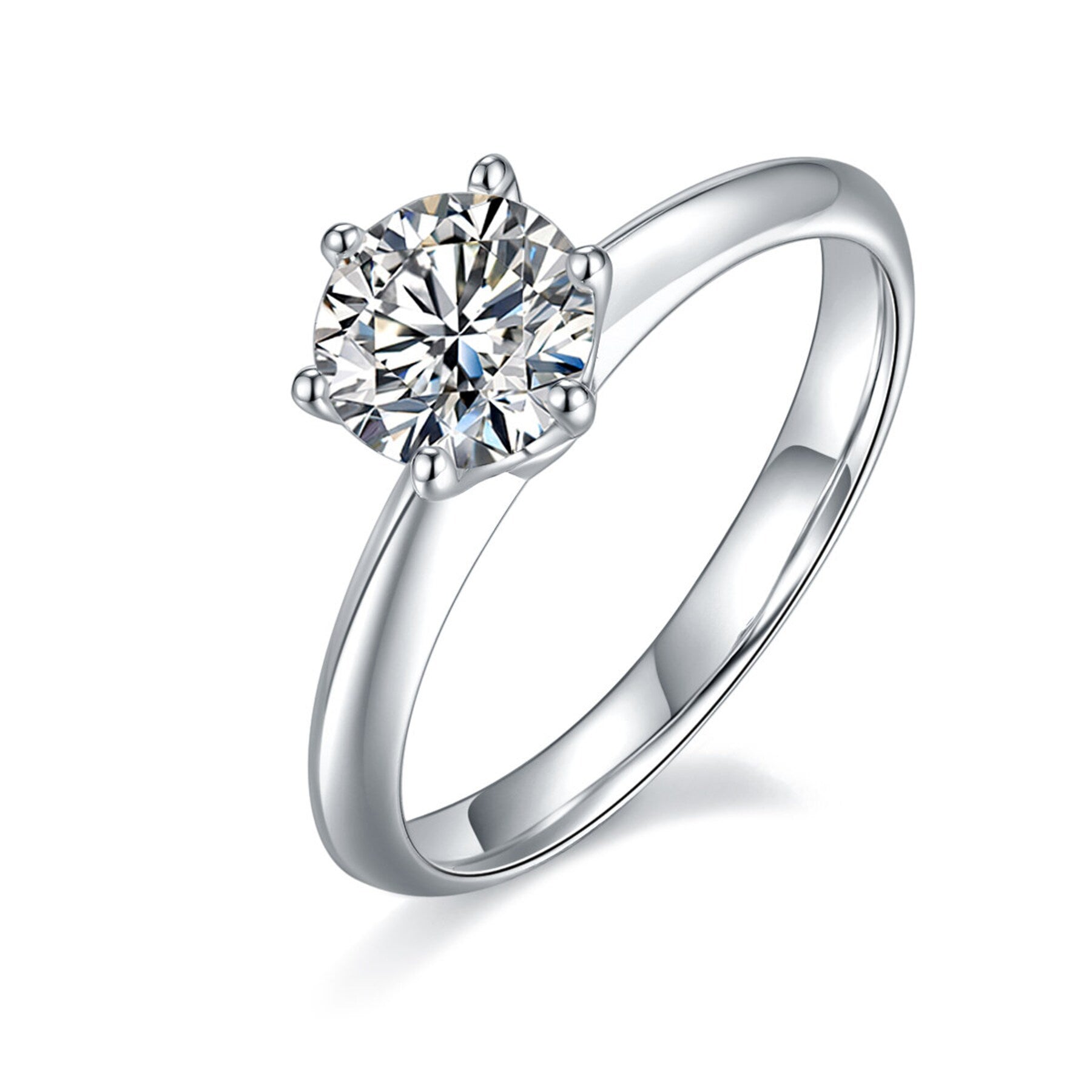 1.0 CT Round Shaped Moissanite Solitaire Engagement Ring 6
